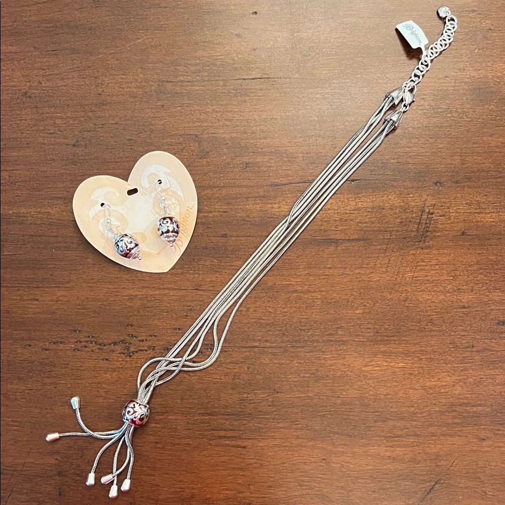 Brighton Silver and Pink Necklace with Matching Earrings